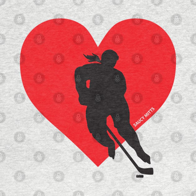 Women's Love Heart Hockey by SaucyMittsHockey